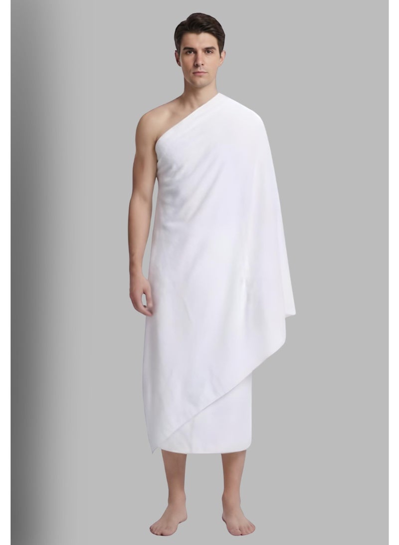 قطني منشفة الإحرام مع حقيبة حزام - مجموعة مناشف إسلامية للرجال مكونة من قطعتين - مناشف إحرام / أحرام ناعمة وماصة - أساسيات الحج والعمرة الصحية - أبيض - Image 3